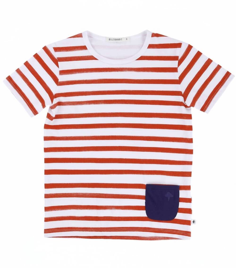 NEW BILLYBANDIT kids tangelo pocket striped tee in red/white